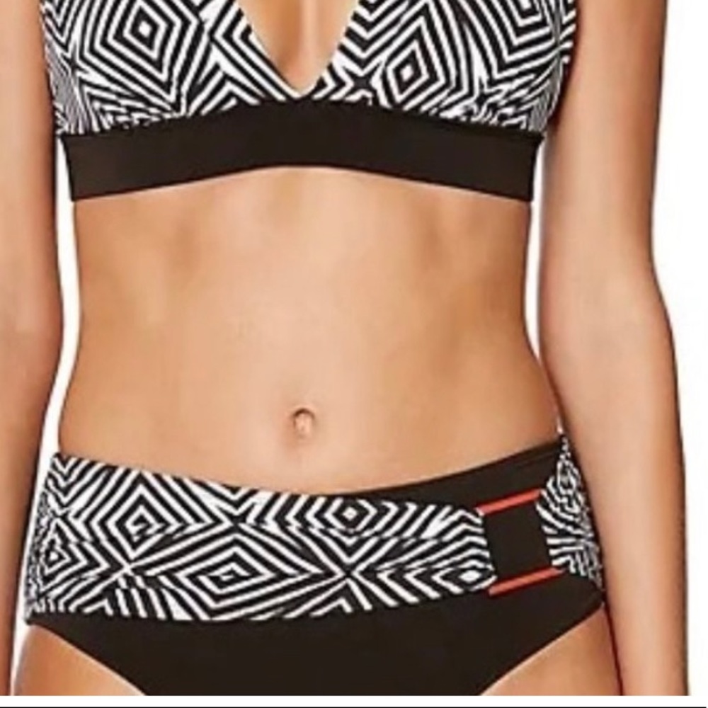 Tahari brown chocolate geometric bikini bottom SZ S NWT!